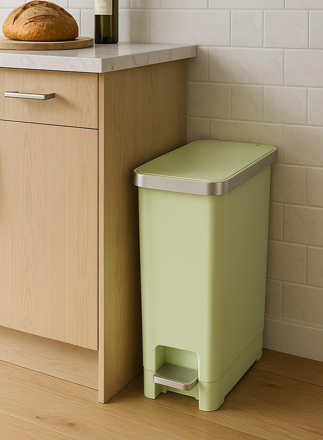 Obsessions EKO 10L Plastic Step Bin with Pedal,Waste Storage Trash Can, Green - Image 2